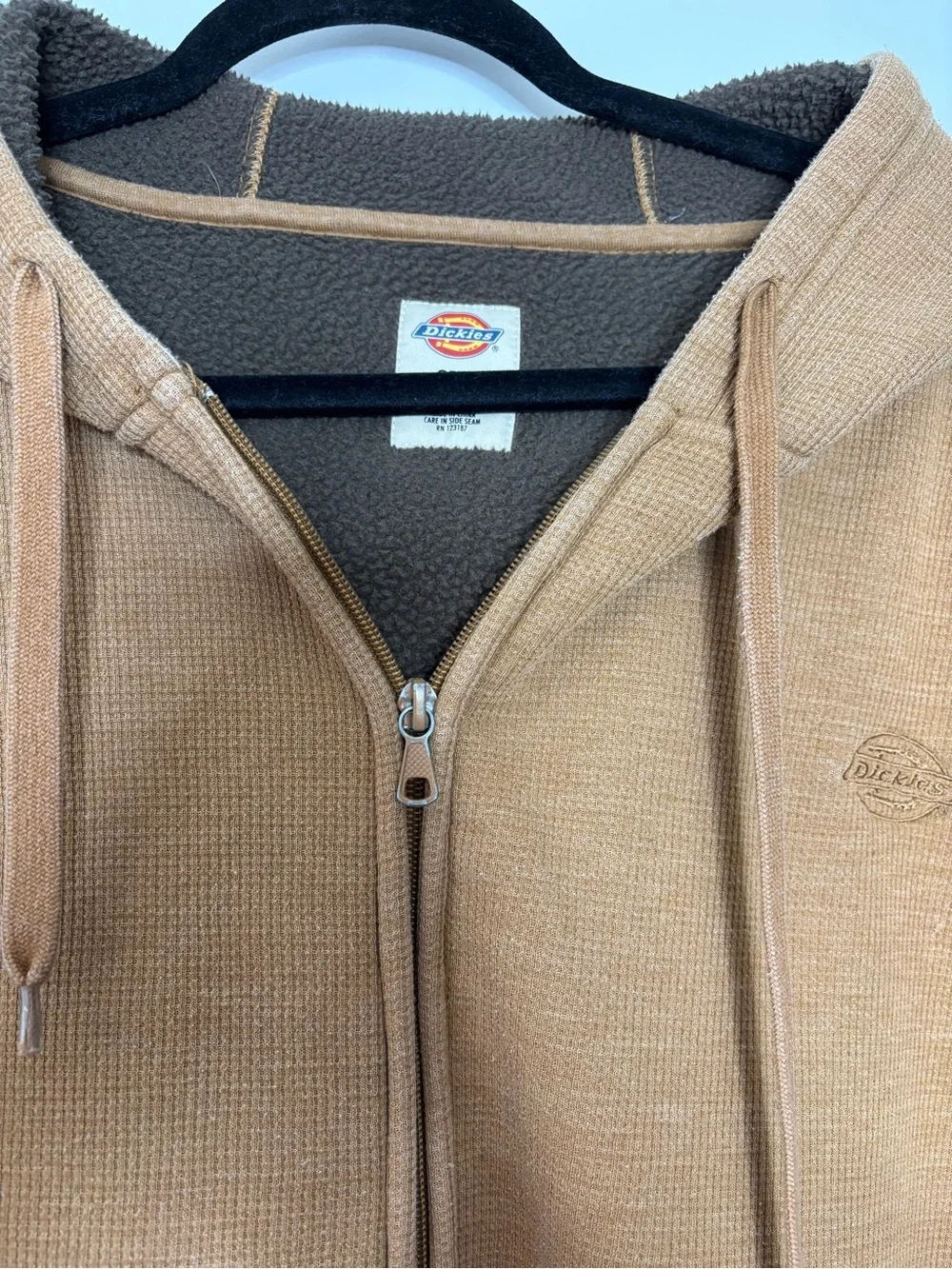 2XL Dickies Men’s Zip-Up Hooded Sweater Jacket in Tan Brown
